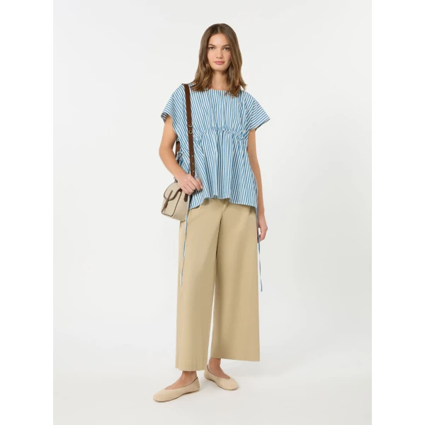 Max Mara Panda Cotton Poplin Blouse in Cornflower Blue | Blouse | Coveti