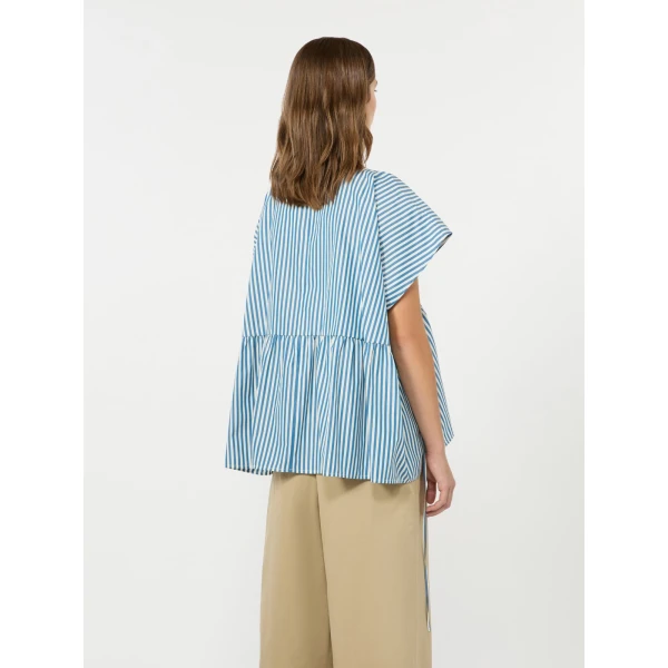 Max Mara Panda Cotton Poplin Blouse in Cornflower Blue | Blouse | Coveti
