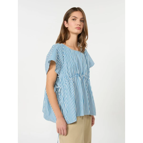 Max Mara Panda Cotton Poplin Blouse in Cornflower Blue | Blouse | Coveti