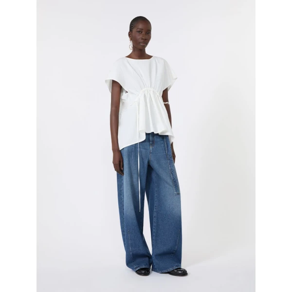 Max Mara Panda Cotton Poplin Blouse in White | Blouse | Coveti