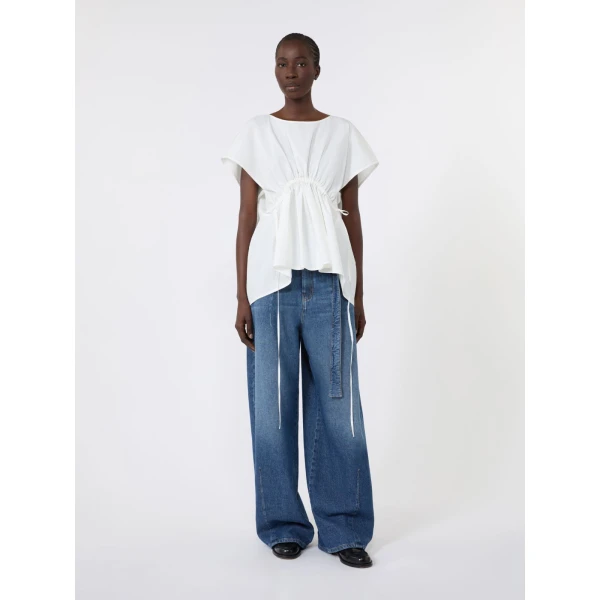 Max Mara Panda Cotton Poplin Blouse in White | Blouse | Coveti