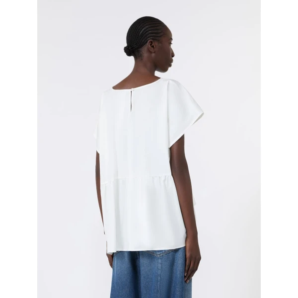 Max Mara Panda Cotton Poplin Blouse in White | Blouse | Coveti