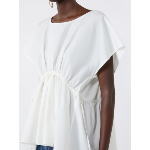 Max Mara Panda Cotton Poplin Blouse in White | Blouse | Coveti