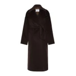 Max Mara Panda Wool, Alpaca and Cashmere Robe Coat in Dark Brown | Wool Coat | Coveti