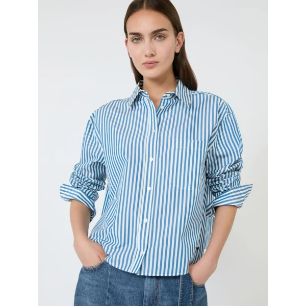Max Mara Panetto Boxy Cotton Poplin Shirt in Cornflower Blue | Shirts | Coveti