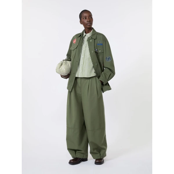 Max Mara Panetto Boxy Cotton Poplin Shirt in Green | Shirts | Coveti