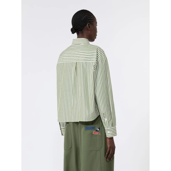 Max Mara Panetto Boxy Cotton Poplin Shirt in Green | Shirts | Coveti
