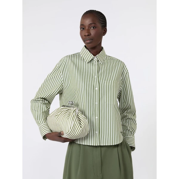 Max Mara Panetto Boxy Cotton Poplin Shirt in Green | Shirts | Coveti
