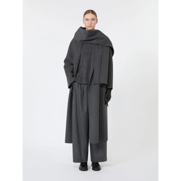 Max Mara Panfilo Flared Wool Flannel Trousers in Dark Grey | Wide leg pants | Coveti