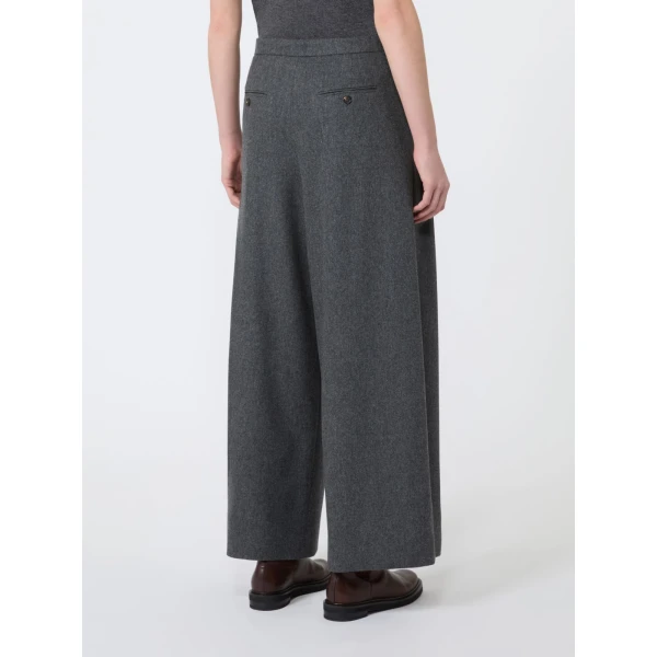 Max Mara Panfilo Flared Wool Flannel Trousers in Dark Grey | Wide leg pants | Coveti