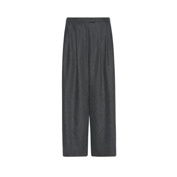 Panfilo Flared Wool Flannel Trousers in Dark Grey