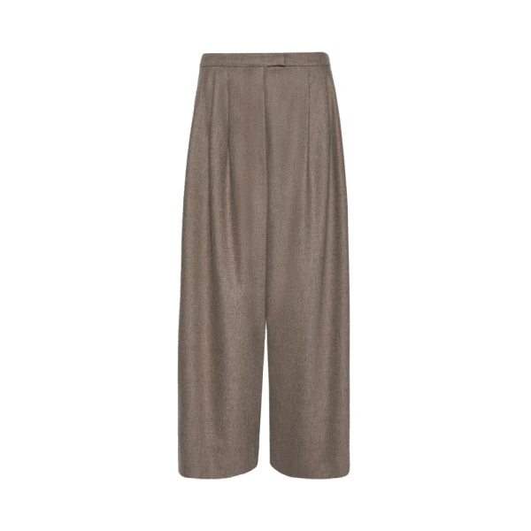 Panfilo Flared Wool Flannel Trousers in Turtledove