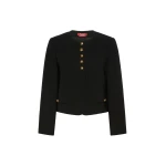Max Mara Paniere Technical Cady Crew-Neck Jacket in Black | Blazers | Coveti