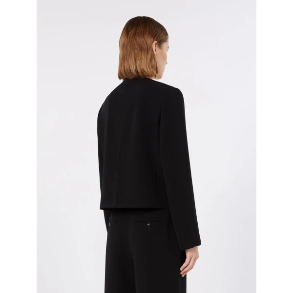Max Mara Paniere Technical Cady Crew-Neck Jacket in Black | Blazers | Coveti