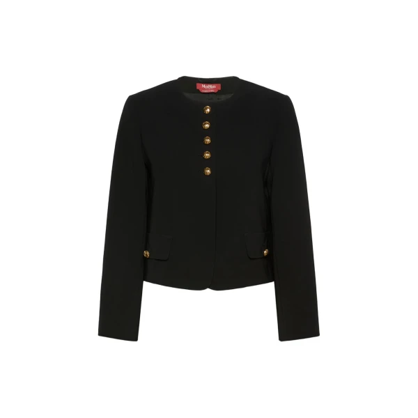 Max Mara Paniere Technical Cady Crew-Neck Jacket in Black | Blazers | Coveti