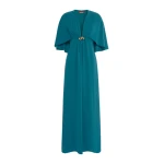 Max Mara Panno Cady Cape Dress in Oil Green | Evening Gowns | Coveti