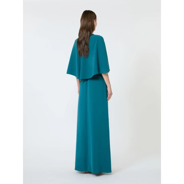 Max Mara Panno Cady Cape Dress in Oil Green | Evening Gowns | Coveti