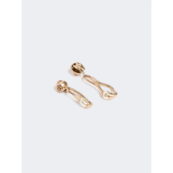 Max Mara Pantera Bead and Pendant Earrings in Gold | Earrings | Coveti