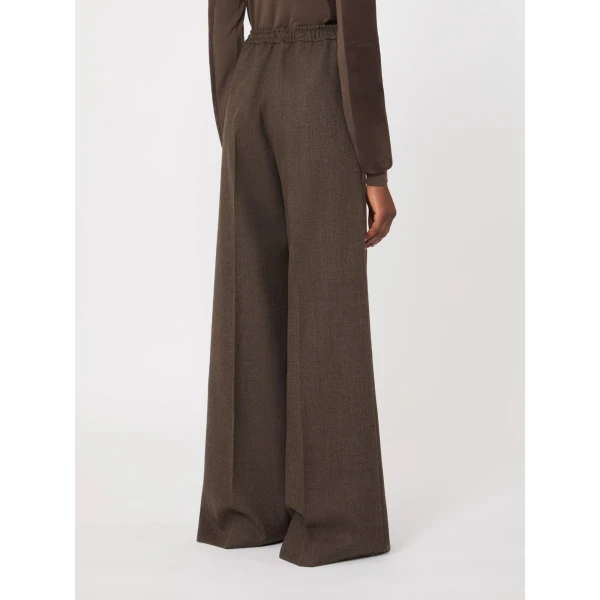 Max Mara Pantone Batavia Wool Trousers in Mud | Wide leg pants | Coveti