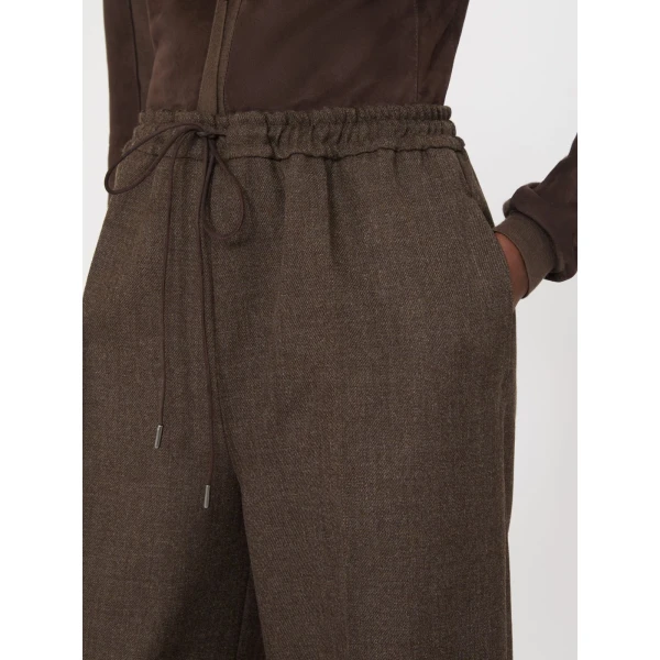 Max Mara Pantone Batavia Wool Trousers in Mud | Wide leg pants | Coveti