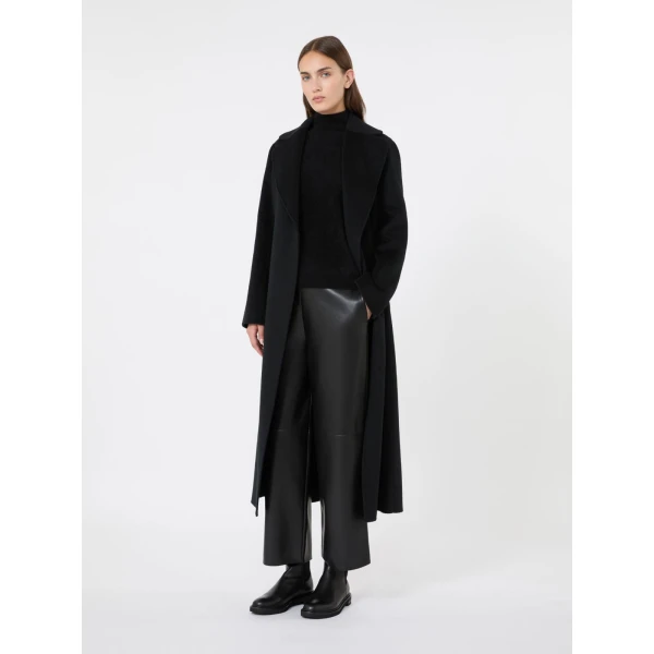 Max Mara Paola Belted Wool and Cashmere Coat in Black | Wool Coat | Coveti