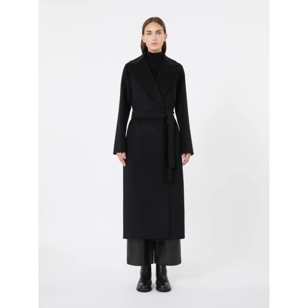 Max Mara Paola Belted Wool and Cashmere Coat in Black | Wool Coat | Coveti