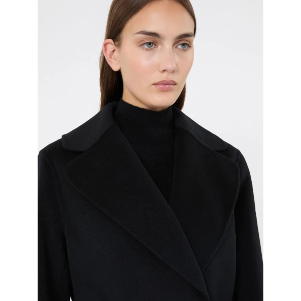 Max Mara Paola Belted Wool and Cashmere Coat in Black | Wool Coat | Coveti