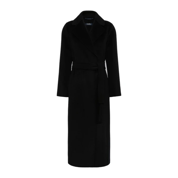 Paola Belted Wool and Cashmere Coat in Black
