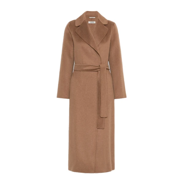 Paola Belted Wool and Cashmere Coat in Camel