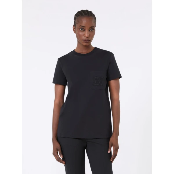 Max Mara Papaia Cotton Jersey T-Shirt in Black | T-shirts | Coveti