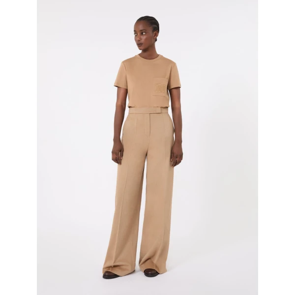 Max Mara Papaia Cotton Jersey T-Shirt in Camel | T-shirts | Coveti