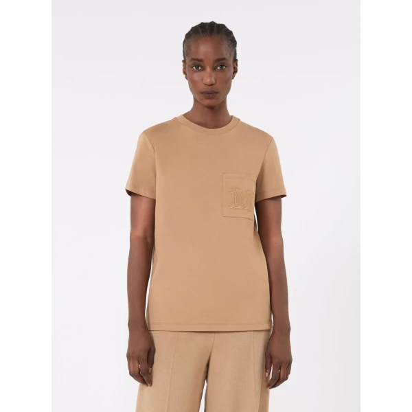 Max Mara Papaia Cotton Jersey T-Shirt in Camel | T-shirts | Coveti