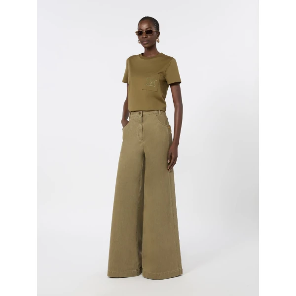 Max Mara Papaia Cotton Jersey T-Shirt in Khaki | T-shirts | Coveti