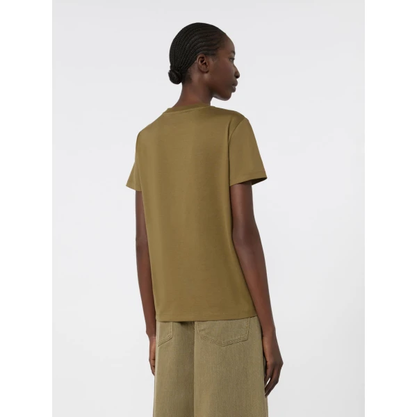 Max Mara Papaia Cotton Jersey T-Shirt in Khaki | T-shirts | Coveti