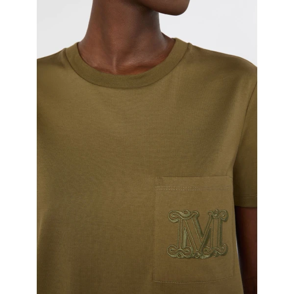 Max Mara Papaia Cotton Jersey T-Shirt in Khaki | T-shirts | Coveti