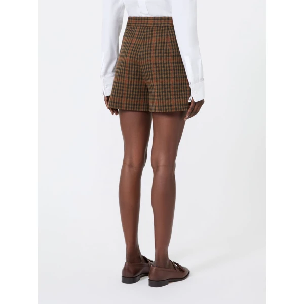 Max Mara Parata Glen Plaid Jersey Shorts in Tobacco | Shorts | Coveti