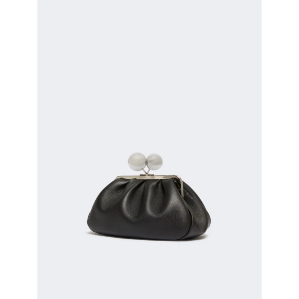 Max Mara Pasticcino Bag Medium in Deer-Print Leather, Black | Clutch Bags | Coveti