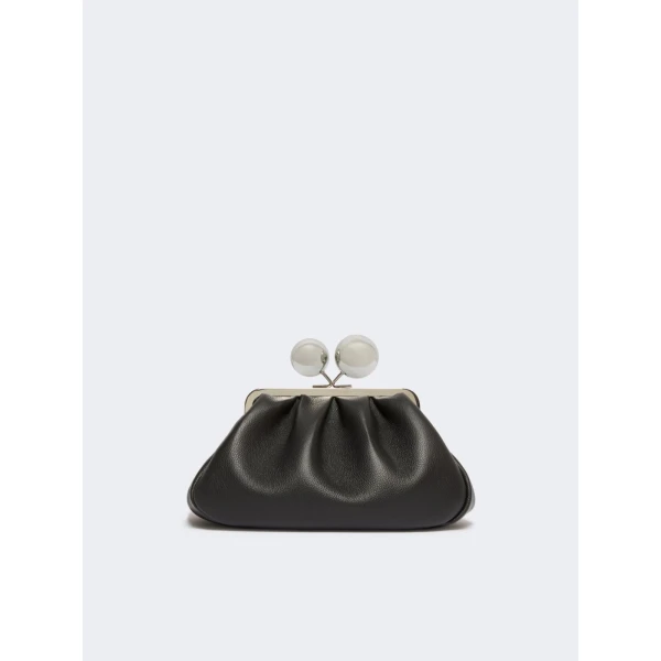 Max Mara Pasticcino Bag Medium in Deer-Print Leather, Black | Clutch Bags | Coveti