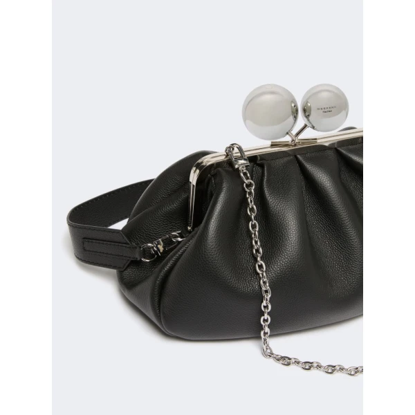 Max Mara Pasticcino Bag Medium in Deer-Print Leather, Black | Clutch Bags | Coveti