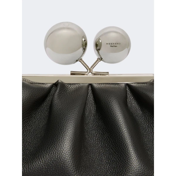 Max Mara Pasticcino Bag Medium in Deer-Print Leather, Black | Clutch Bags | Coveti
