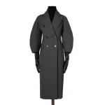 Max Mara Patio Monsieur Double-Breasted Combed Wool Coat in Medium Grey | Wool Coat | Coveti