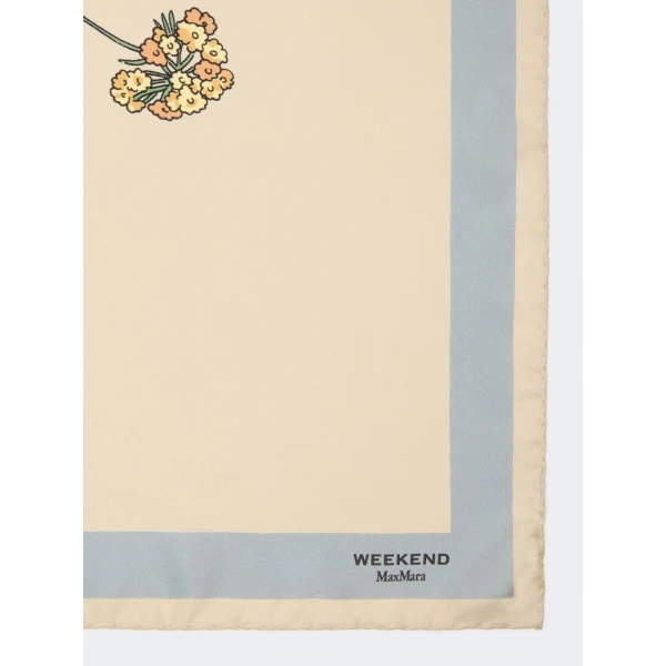 Max Mara Patterned Silk Twill Foulard in Beige | Scarves | Coveti