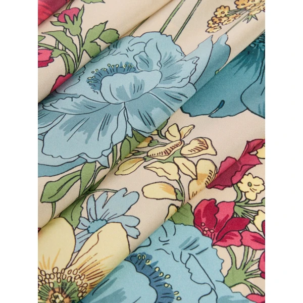 Max Mara Patterned Silk Twill Foulard in Beige | Scarves | Coveti