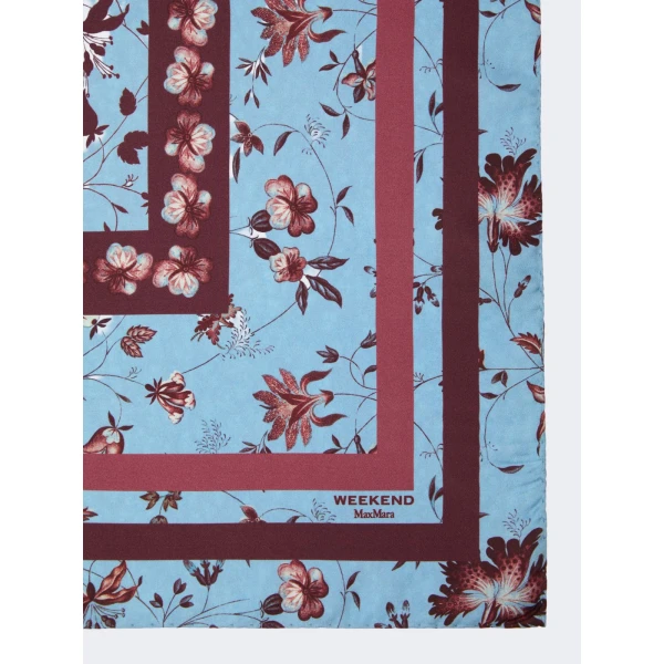 Max Mara Patterned Silk Twill Foulard in Light Blue | Scarves | Coveti