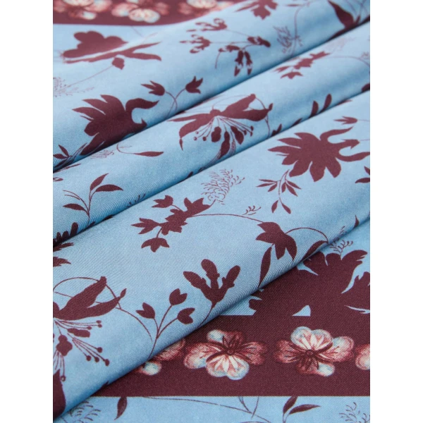 Max Mara Patterned Silk Twill Foulard in Light Blue | Scarves | Coveti