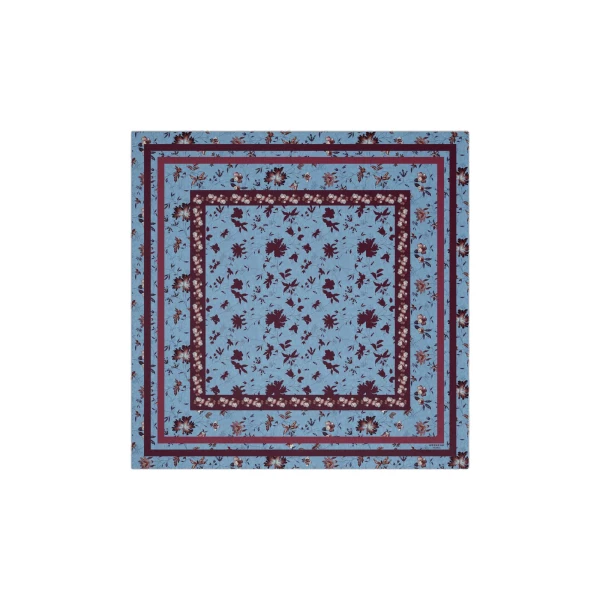 Patterned Silk Twill Foulard in Light Blue