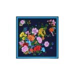 Max Mara Patterned Silk Twill Foulard in Midnight Blue | Scarves | Coveti