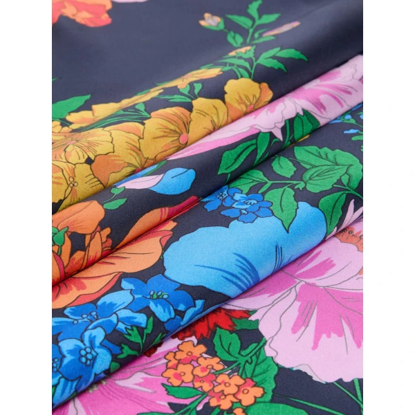 Max Mara Patterned Silk Twill Foulard in Midnight Blue | Scarves | Coveti
