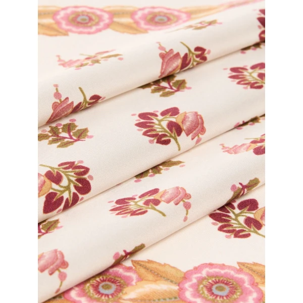 Max Mara Patterned Silk Twill Foulard in Natural | Scarves | Coveti
