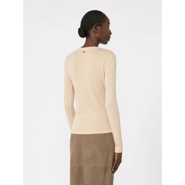 Max Mara Patto Wool and Silk Jersey T-Shirt in Beige | T-shirts | Coveti